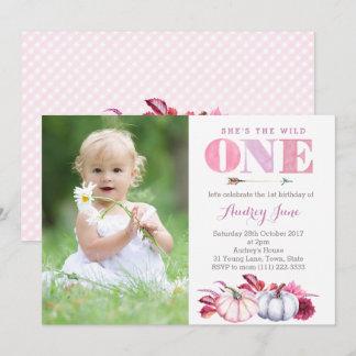 Sie ist das wilde ONE 1. Geburtstag Party, Herbst Einladung