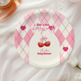 Sie ist die Cherry auf der Babydusche Pappteller