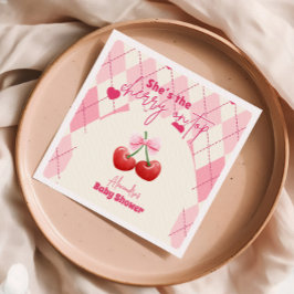 Sie ist die Cherry auf der Babydusche Serviette