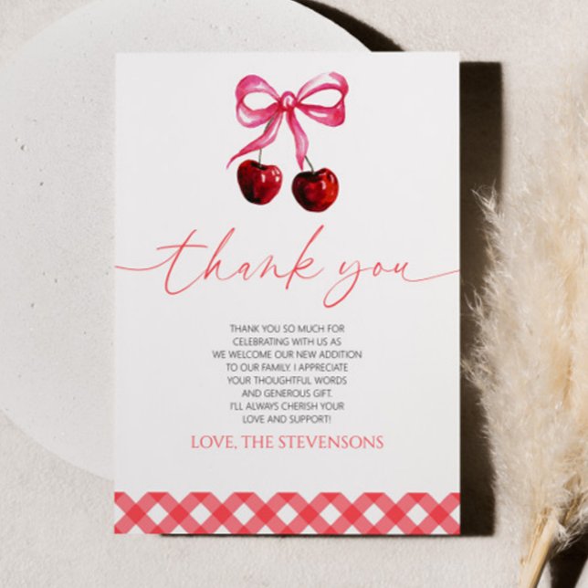 Sie ist die Cherry auf der Top Bow Cherry Baby Dus Dankeskarte (Von Creator hochgeladen)