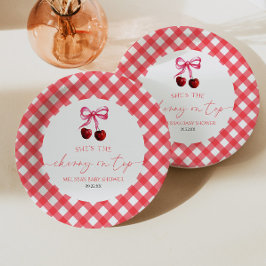 Sie ist die Cherry auf der Top Bow Cherry Baby Dus Pappteller