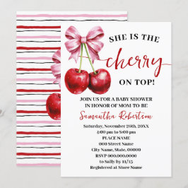 Sie ist die Cherry auf Top Pink Coquette Baby Dusc Einladung