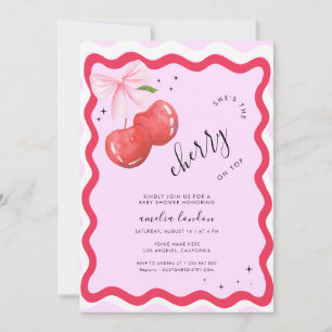 Sie ist die Cherry-on-Top Coquette Baby-Dusche Einladung