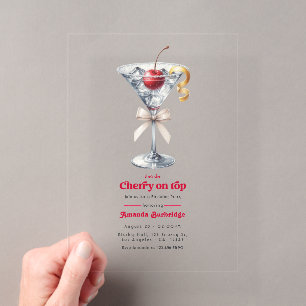 Sie ist die Kirsche auf dem Acryl-Martini-Geburtst Acryleinladungen