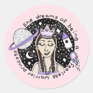 Sie ist ein ängstliches Feministinnen-Sticker Runder Aufkleber