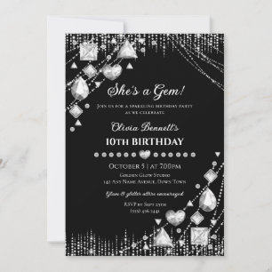 Sie ist ein Diamant-Edelstein-Glam-Geburtstag Einladung