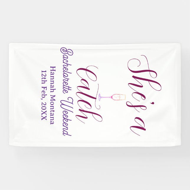 Sie ist ein Fang Champagnerflasche Junggesellinnen Banner (Horizontal)