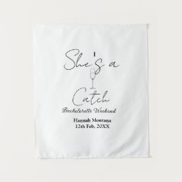 Sie ist ein Fang Champagnerflasche Junggesellinnen Wandteppich