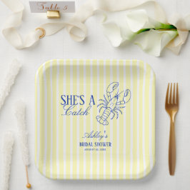 Sie ist ein Fang-Hummer-Küsten-Brautdusche Pappteller