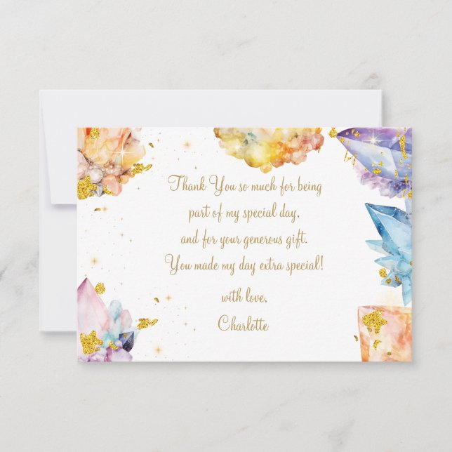 Sie ist ein Gem Birthday Crystals Girl's Aquarell Dankeskarte (Vorderseite)