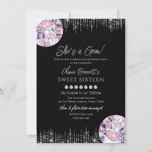 Sie ist ein Juwel Pink Diamond Sweet 16 Geburtstag Einladung