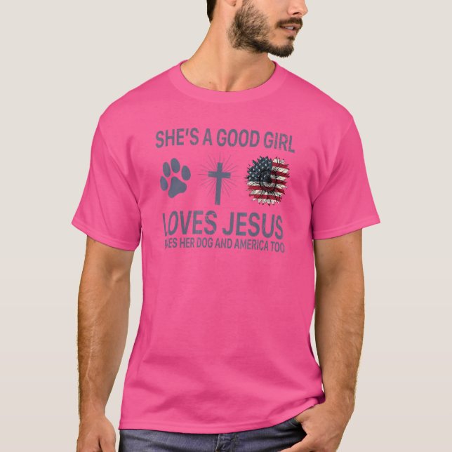 Sie ist eine gute Liebe, Jesus Liebe ihren Hund un T-Shirt (Vorderseite)