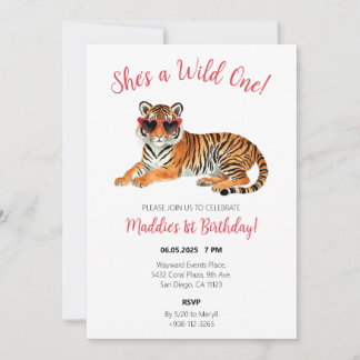 Sie ist eine Wild One Tiger Watercolor Geburtstags Dankeskarte