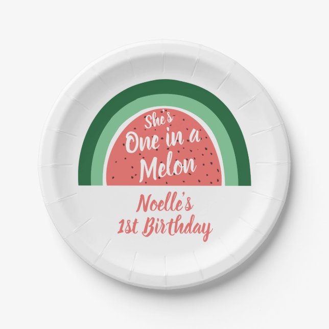 Sie ist eins in einem Melon, Watermelon Rainbow Bi Pappteller (Vorderseite)