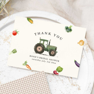 Sie ist frisch vom Bauer Market Brautparty Dankeskarte