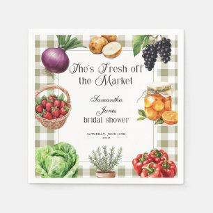 Sie ist frisch vom Markt Gingham-Brautdusche Serviette