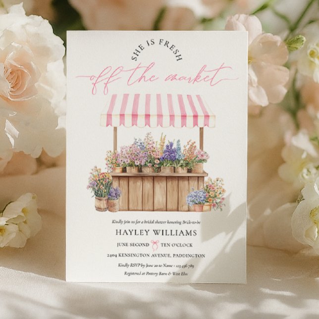 Sie ist frisch vom Markt pinkfarbenes Brautparty Einladung (Von Creator hochgeladen)