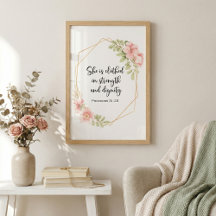 Sie ist gekleidet in Kraft und Würde Floral