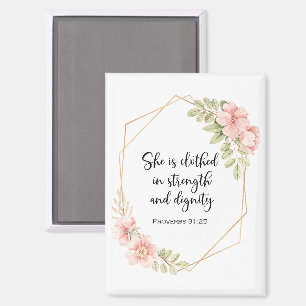 Sie ist gekleidet in Kraft und Würde Floral Magnet