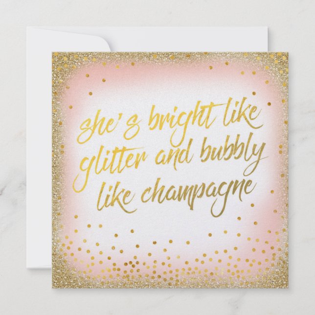 Sie ist hell wie Glitzer Bubbly Einladung Pearl (Vorderseite)