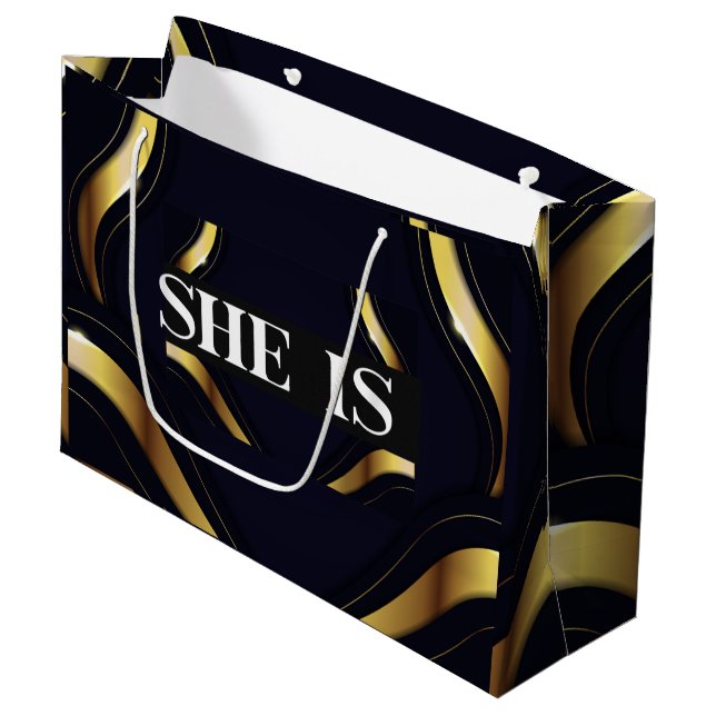 SIE IST IHRE EIGENE BOSS Luxuy Geschenktasche Große Geschenktüte (Vorderseite Schrägansicht)