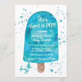 Sie ist im Begriff, Blue Baby Shower Einladung POP