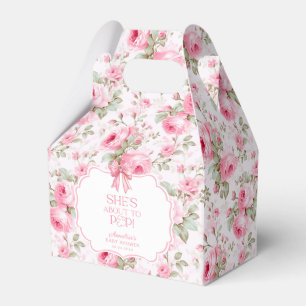 Sie ist im Begriff, Pink Bow Baby Shower Pop zu ma Geschenkschachtel