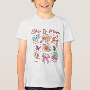 Sie ist Mama Coquette Christlich Mama Boho Floral  Tri-Blend Shirt