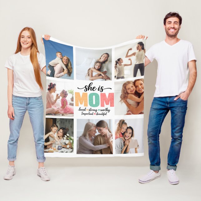 Sie ist Mama Foto-Collage-Decke Fleecedecke (Beispiel)