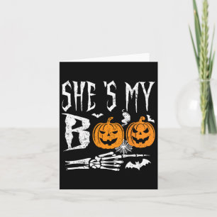 Sie ist mein Boo Skeleton Hand Pumpkin Halloween M Karte