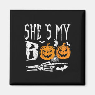 Sie ist mein Boo Skeleton Hand Pumpkin Halloween M Magnet