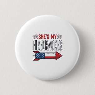Sie ist mein Feuerwerk Patriotisches Paar Design_1 Button