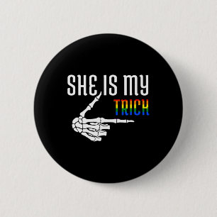Sie ist mein Trick Skelett Matching Couple Hallowe Button