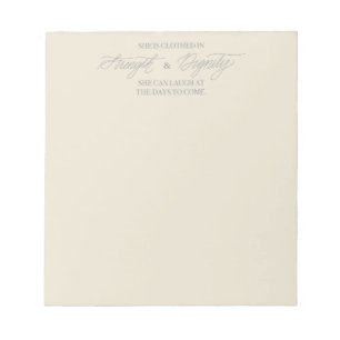 Sie ist mit Festigkeit und Würde Notepad bekleidet Notizblock