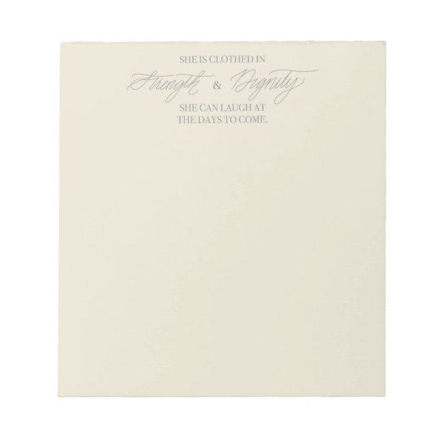 Sie ist mit Festigkeit und Würde Notepad bekleidet Notizblock (Vorderseite)