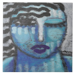 Sie ist so kalt Abstrakte Acryl-Porträt auf OSB Fliese