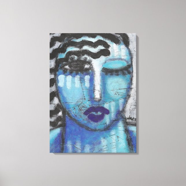 Sie ist so kaltes Abstraktes Acrylportrait auf OSB Leinwanddruck (Vorderseite)