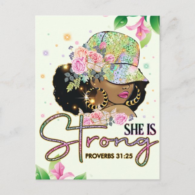 Sie ist stark, melanin, sista, schwarze Mädchen ma Postkarte (Vorderseite)