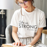 Sie ist stark | Sprichwörter 31:25 Christlicher Gl<br><div class="desc">Einfache,  stilvolle christliche Schrift zitieren Kunst T - Shirt mit Bibelvers "She is Strong - Sprichwörter 31:25" in moderner minimalistischer Typografie in off black. Dieses trendige,  moderne Design ist das perfekte Geschenk- und Modestatement. | #christlich #religion #scripture #religion #bible #jesus #bethelight</div>