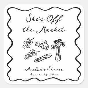 Sie ist vom Markt Bold & Whimsical Handgezeichnet Quadratischer Aufkleber