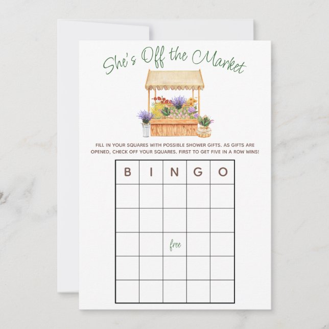 Sie ist vom Markt Brautparty BINGO Game Einladung (Vorderseite)