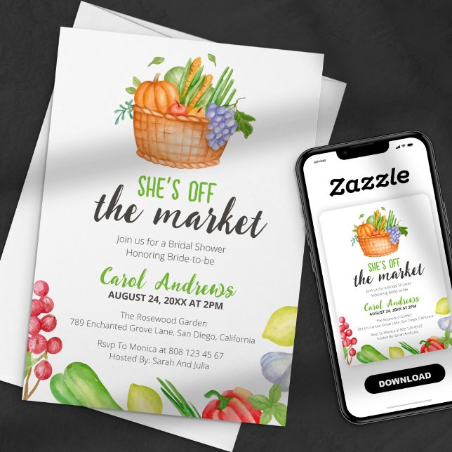 Sie ist vom Markt für Bauern-Brautparty abgeschnit Einladung (Von Creator hochgeladen)