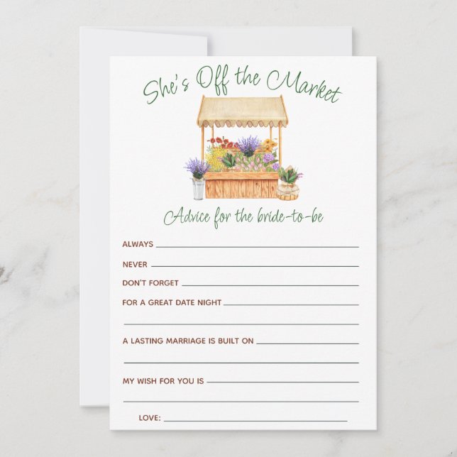 Sie ist von den Brautparty Advice Cards Einladung (Vorderseite)