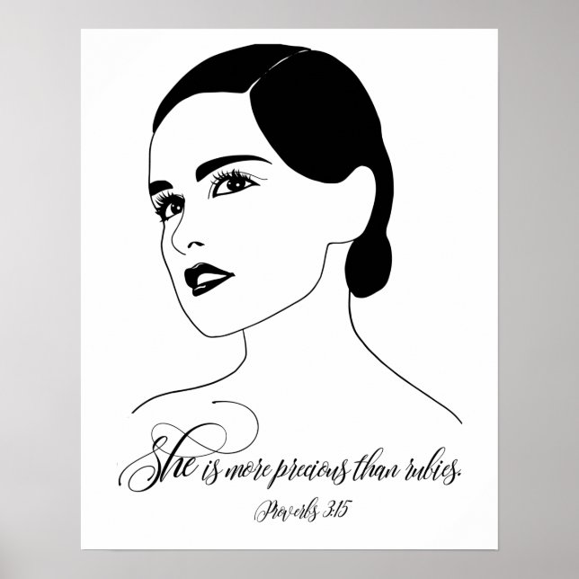 Sie ist Wertvoller, Sprichwörter 3:15, Bibelangebo Poster (Vorne)
