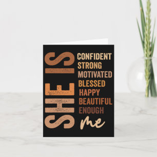 Sie ist zuversichtlich stark motiviert schwarze Ge Karte