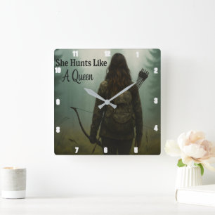 Sie jagt wie eine Königin Quadratische Wanduhr