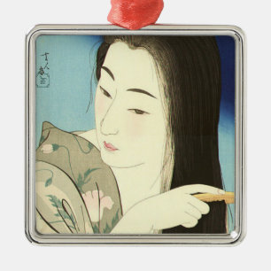 Sie kämpft (elegante japanische Frau) Ornament Aus Metall