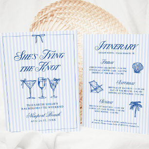 Sie knüpft den Knoten Coastal Elegant Handgezeichn Einladung
