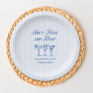 Sie knüpft den Knoten Coastal Elegant Handgezeichn Pappteller