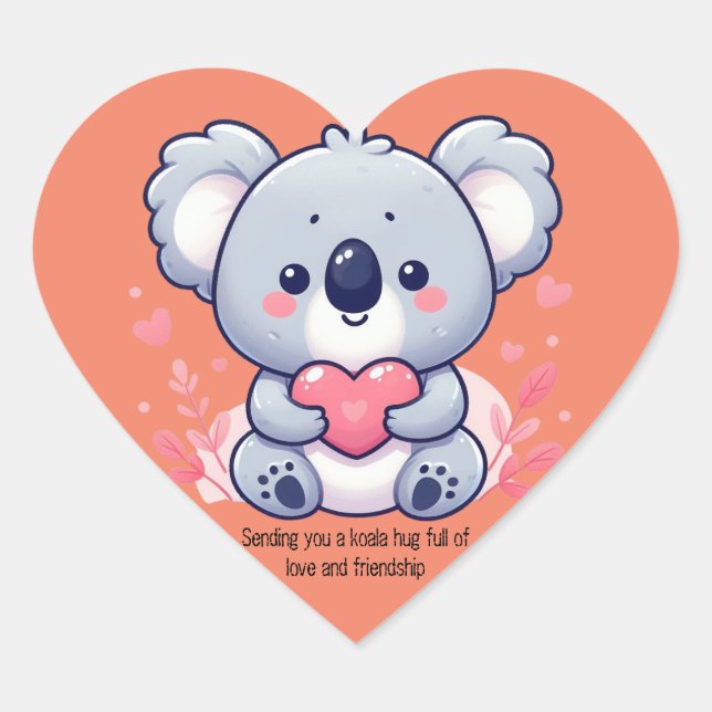 Sie koala umarmen voller Liebe und Freundschaft Herz-Aufkleber (Vorderseite)